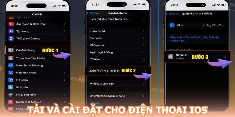 Tiến trình cài đặt ứng dụng sau khi tải app NEW88